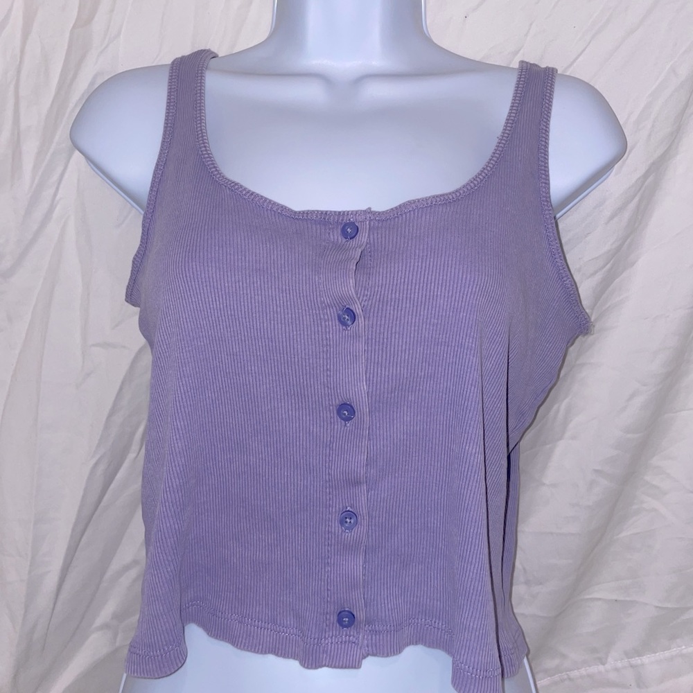 NWOT Light Purple Cropped Button Up Tank